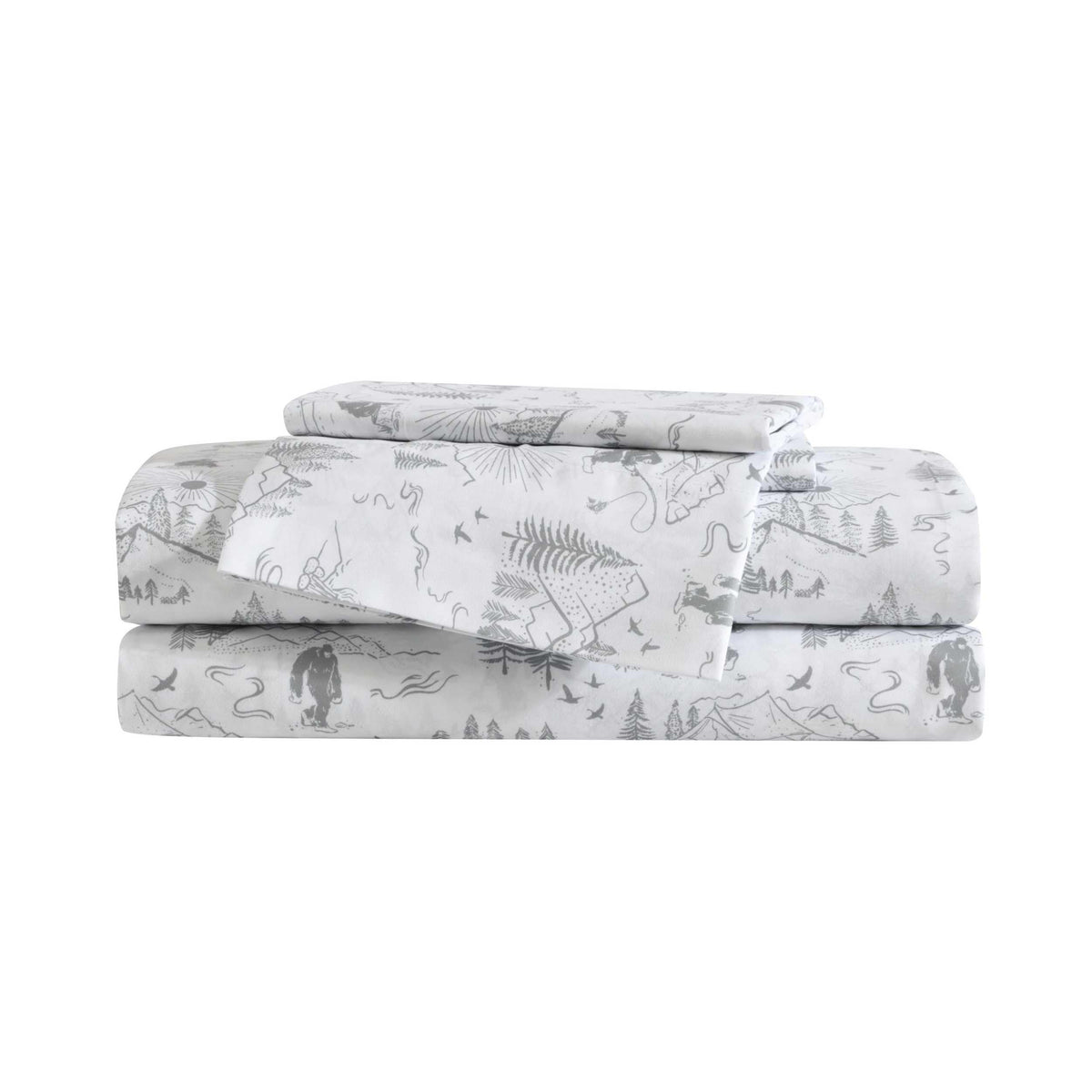Eddie Bauer Kids - Full Sheet Set, Ultra-Soft Microfiber Bedding with Fully Elastic Fitted Sheet, Kids Bed Set with Pillowcases, Easy Care Bedding (Big Foot Hiking Trip)