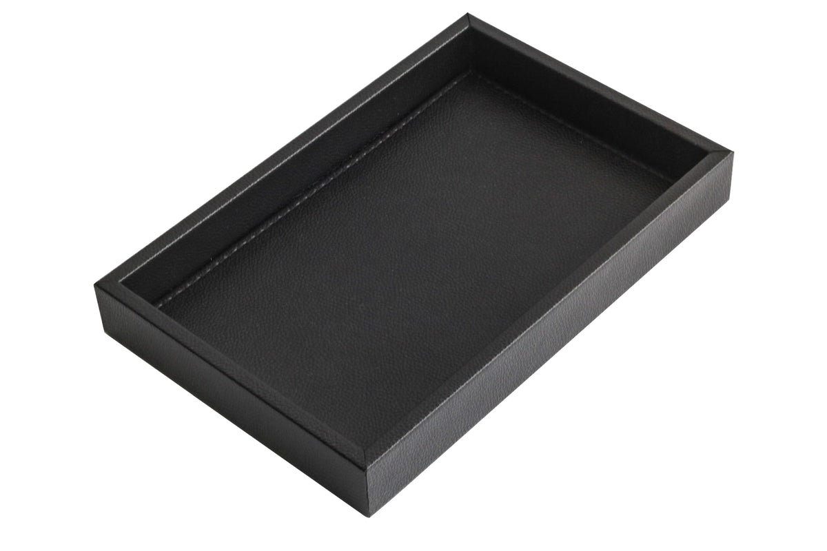 MOENA Faux Leather Tray – Elegant & Versatile Organizer for Home, Office, and Yacht (Matte Black, Small)