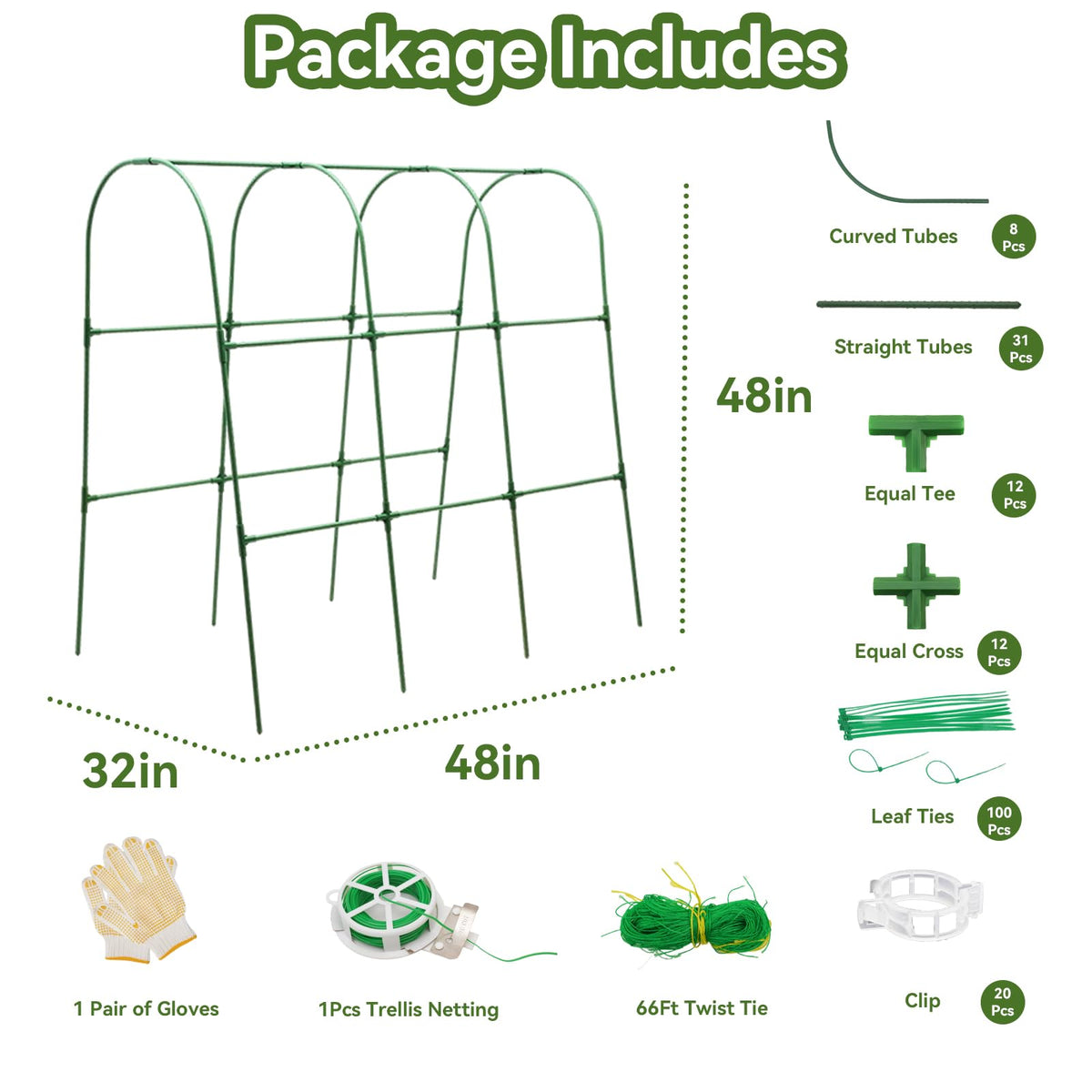 TOCCYARD Cucumber Trellis for Raised Bed, U-Shape Garden Trellis for Climbing Plants Outdoor, Metal Arch Trellis for Vegetables, Plant Support for Tomato, Pea, Zucchini, Squash