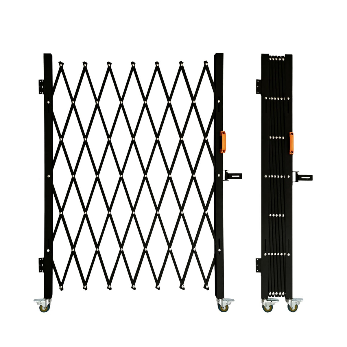 LTSEAME Folding Security Gate with Lockable Scissor Design and 360° Swivel Casters Outdoor Barricade for Entry Security, Garage, Warehouse, and Pool Areas (65“Wx50 H)