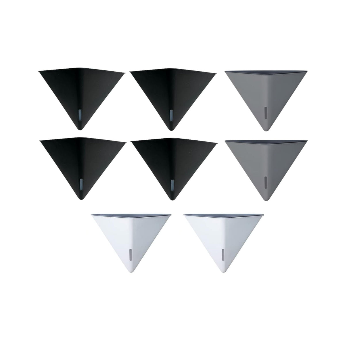 LaLaGreen Bundle - 12" x 4 Pack Black + 12" x 2 Pack Gray + 12" x 2 Pack White Large Self Watering Geometric Hanging Flower Vase Vessel with Metal Hanger, Modern Stylish Wall Mounted Succulents Pots