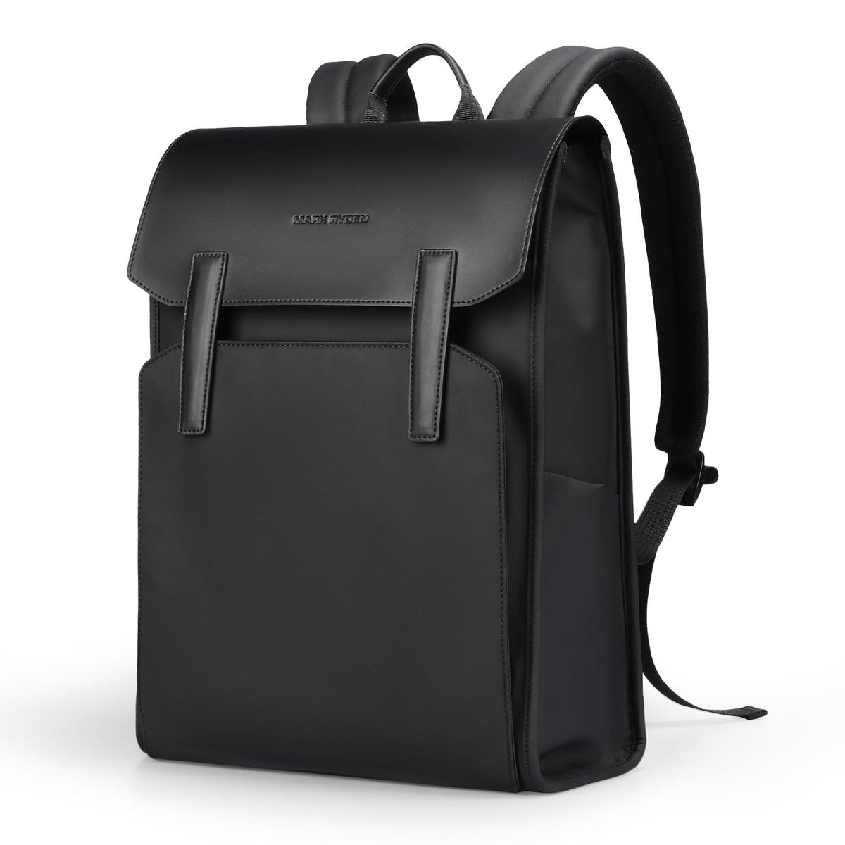 Muzee Leather Backpack for Men and Women, Minimalist Commuter Backpack Fits for 15.6 Inch Laptop, Slim Laptop Backpack with Magnetic Clasp