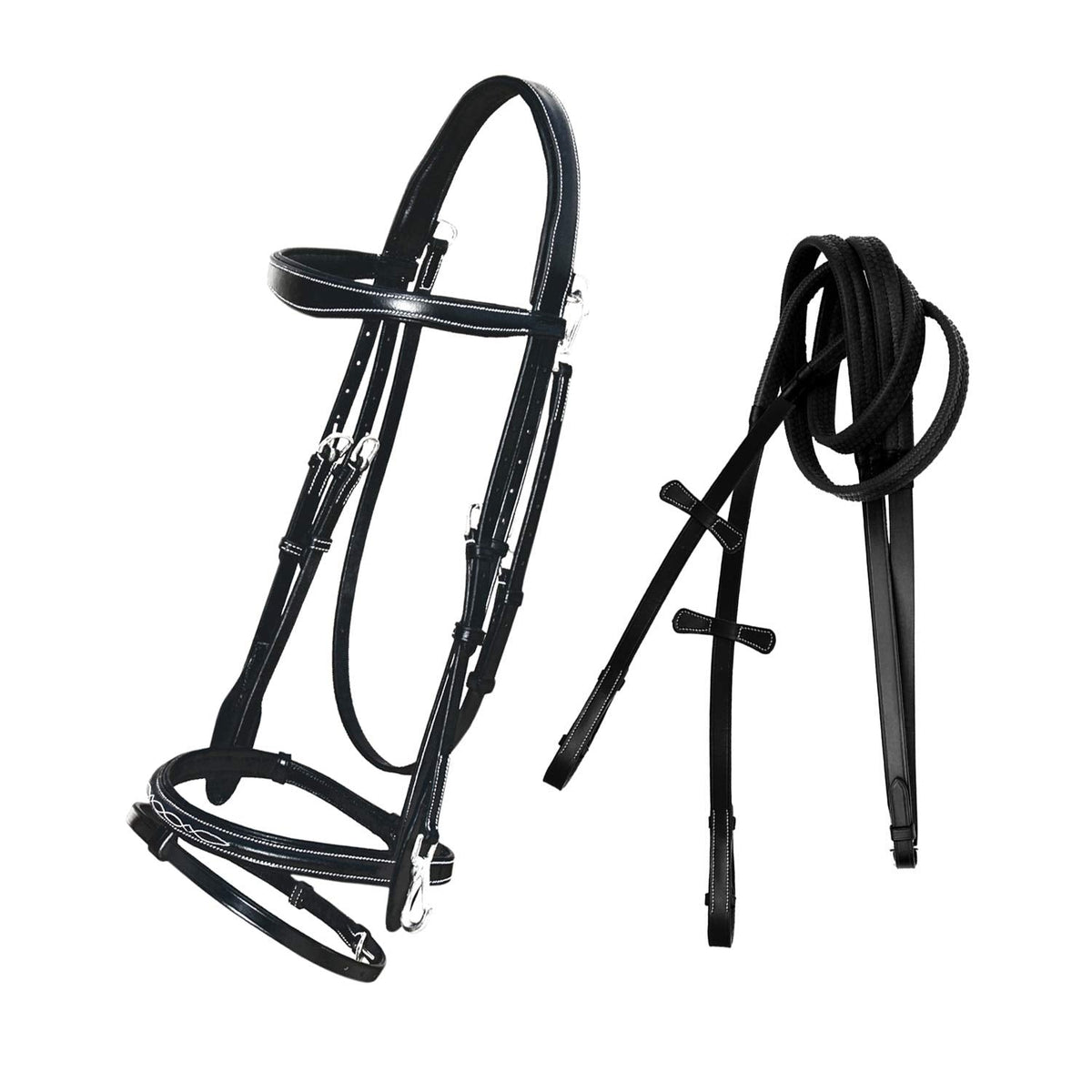 Exion Quick Change Snap English Bridle with Brass Hardware – Soft Lined Anatomical Horse Bridle with Rubber Reins – Snap-On Crown & Cheekpiece – Gold Tone Buckles – Padded Jumping Tack Set