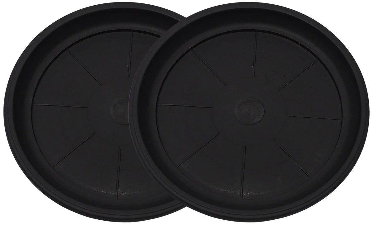 Sapphire USA 11" Decorative Heavy Duty Tray/Saucer (2 Pack) Pot/Planter Base for Indoor/Outdoor Decor (11 inches, Black)