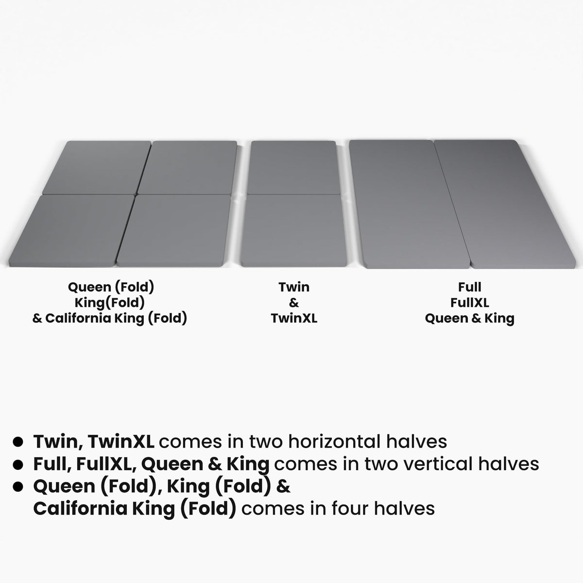 Greaton, 1.5” Split Wood Bunkie Board for Mattress/Bed Support - Fully Assembled, Low Profile Support-Design, Queen(Fold), Gray.