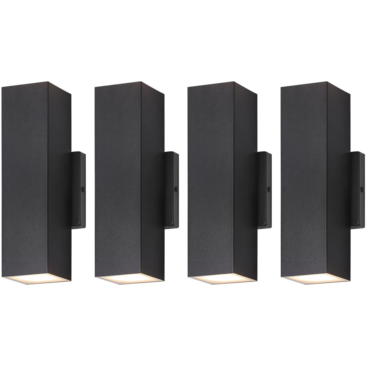 BesLowe 4-Pack Outdoor Wall Lights, LED Up and Down Sconces, Metal, 13.75in, Black, Model B04048L(4PK)