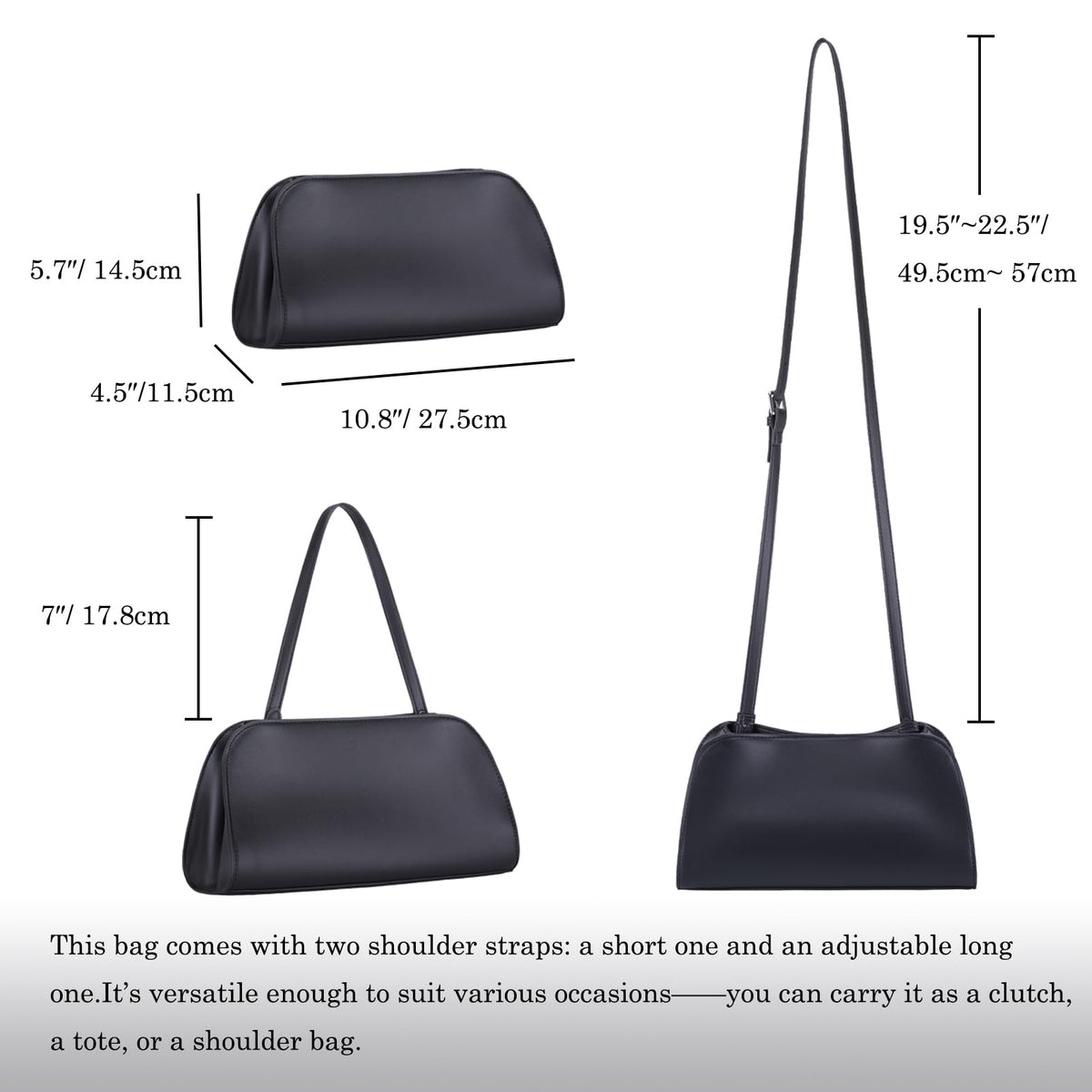 Quelis Small Leather Tote Bag，Clutch Purse with Shoulder Strap， Small Vegan Leather Handbag