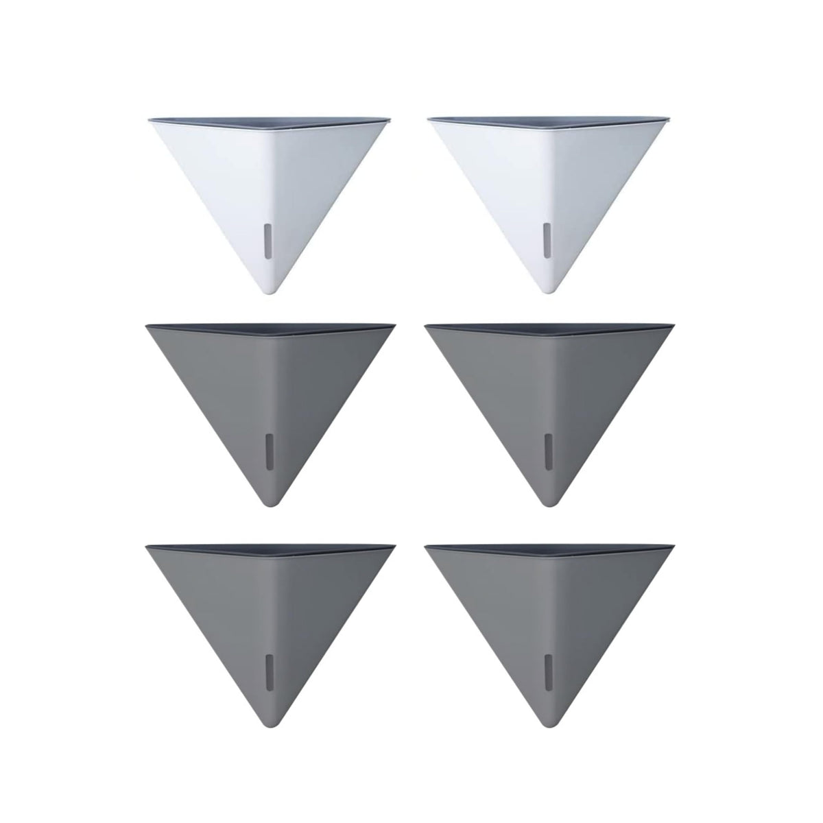 LaLaGreen Bundle - 12" x 2 Pack Gray + 12" x 4 Pack White Large Self Watering White Geometric Hanging Flower Vase Vessel with Metal Hanger, Modern Stylish Wall Mounted Succulent Pot Holder Decor