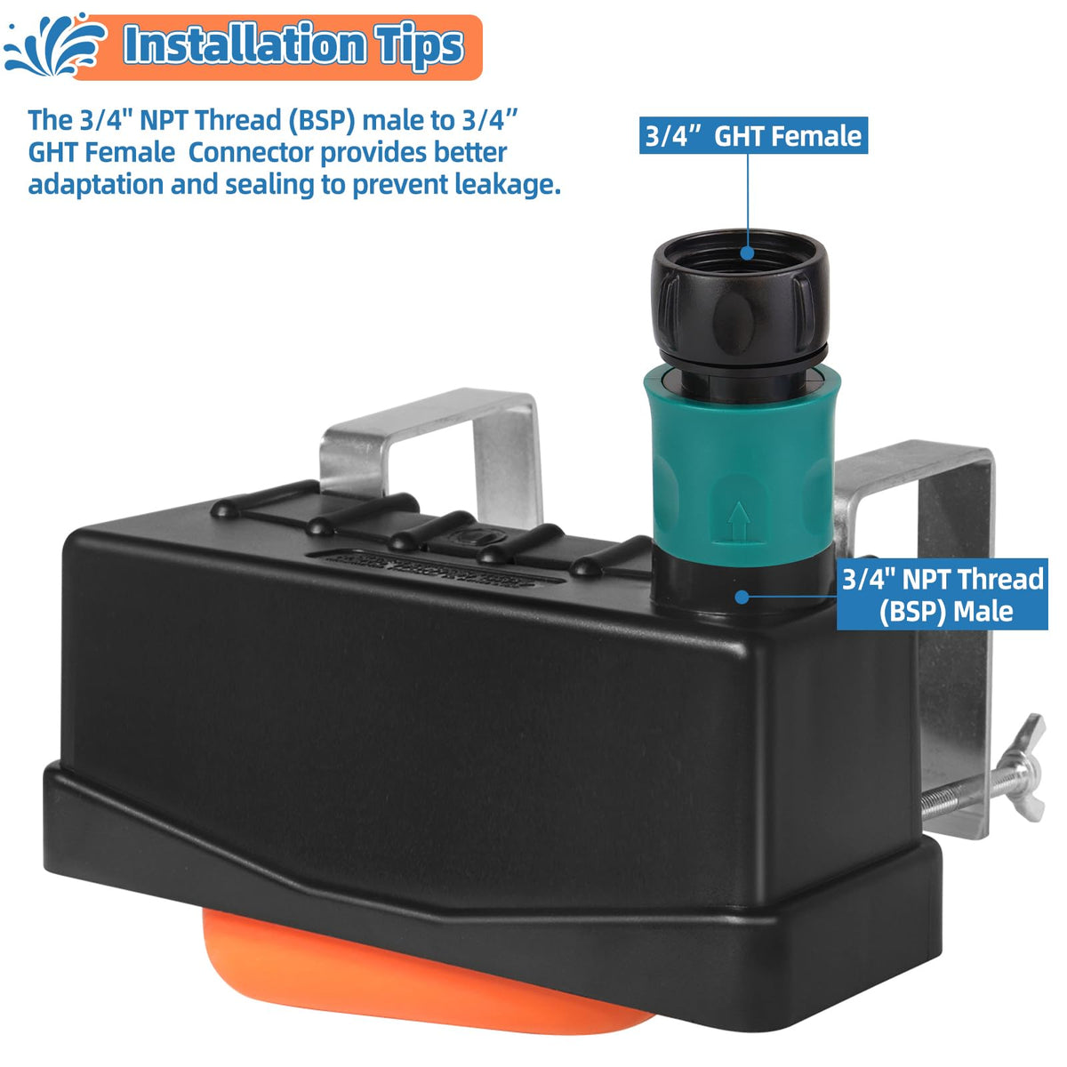 Water Trough Float Valve for Stock Tank,Water Tank Float Valve Level Control for Pond Farm Livestock Cattle Goat Horse Swimming Pool, Autofill Livestock Waterer with Hose Connector