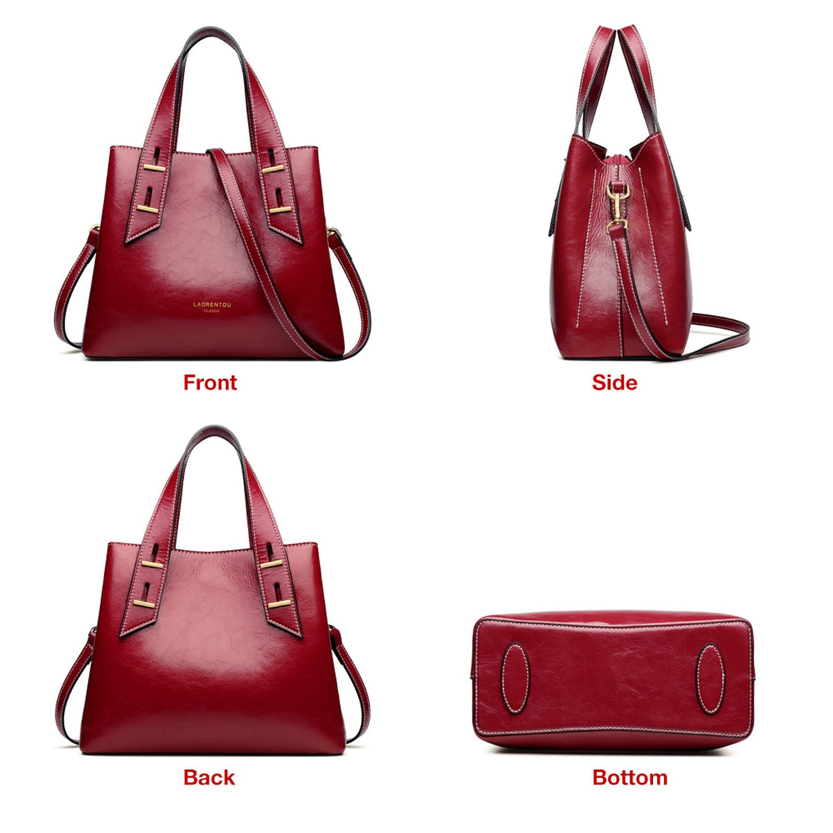 LAORENTOU Women Crossbody Handbags Genuine Leather Satchel Handbags for Women Top-handle Shoulder Tote Purses