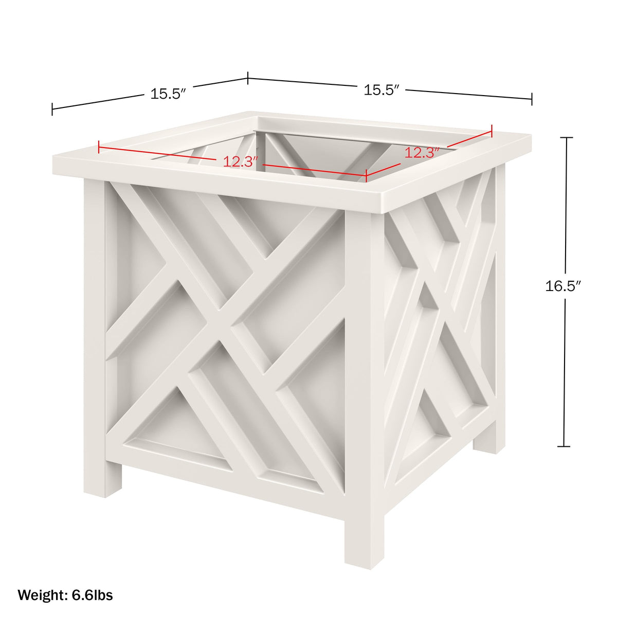CNEIESD Lattice Planter Box Outdoor, 15.6 Inch Large White Decorative Flower Pot for Garden Patio Balcony