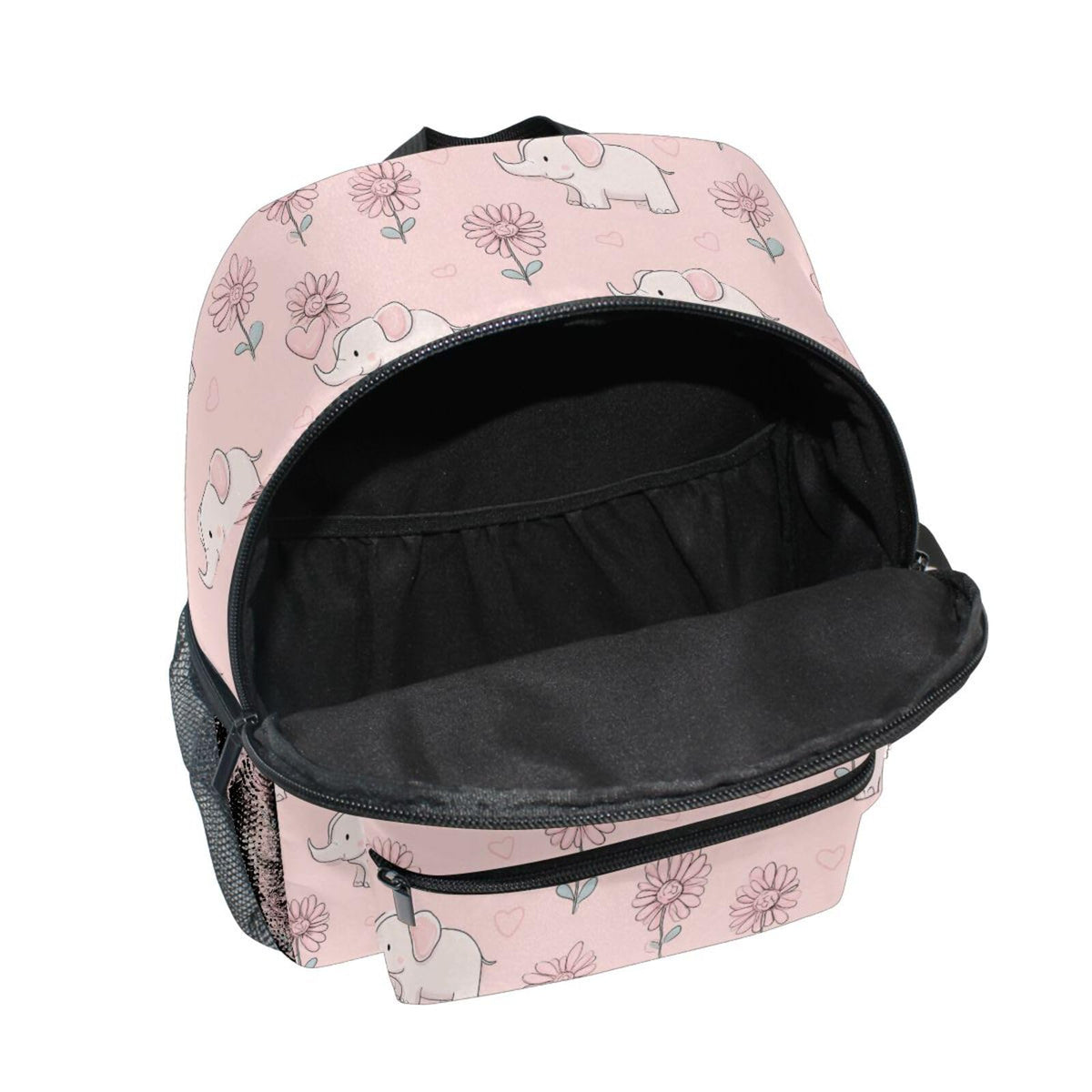 Kcldeci Toddler Backpack for Girls Boys Elephant Flower Heart Kindergarten Elementary Preschool Kids School Bag Book Bag S