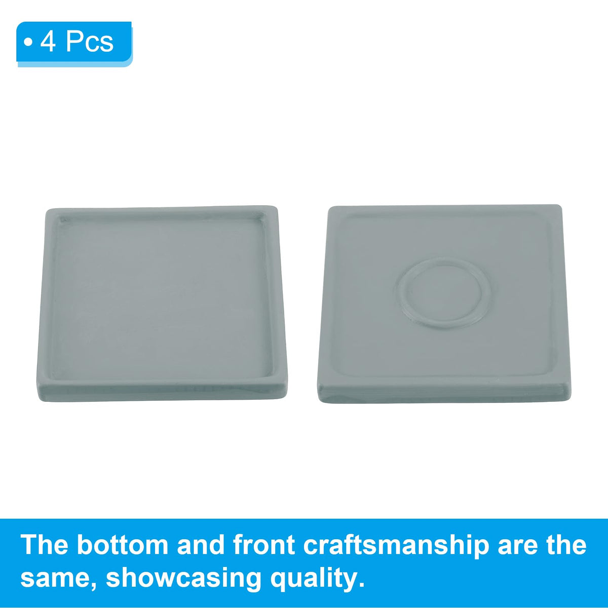 PATIKIL 5 Inch Plant Pot Saucers, 4 Pack Ceramic Square Plant Saucer Tray Flower Planter Drip Tray for Indoors Outdoors Patio Balcony, Dark Grey