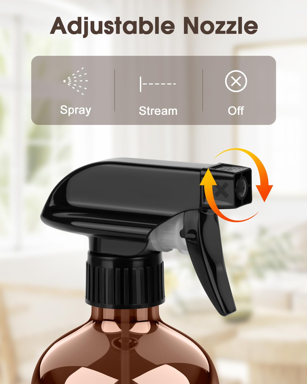 Bontip Glass Spray Bottle with Silicone Sleeve Protection, Amber Glass Spray Bottle Set for Window Cleaner Aromatherapy Facial Hydration Watering Flowers Hair Care 2 Pack/16 oz (Brown & Grey, 16 oz)