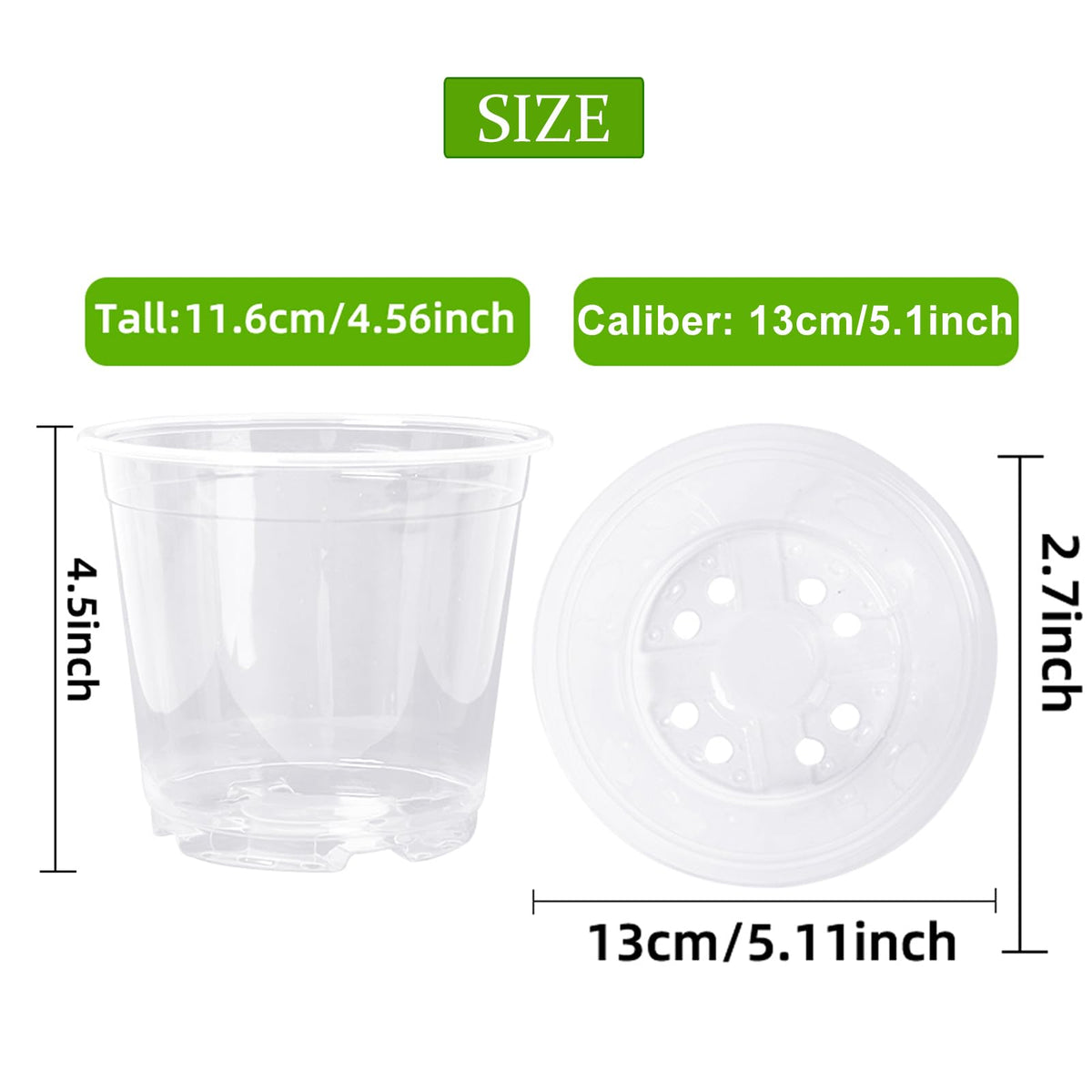 Clear Nursery Pots - 5 Inch Transparent Seedling Pots for Plants - 30 Pcs with Drainage Holes - Indoor/Outdoor Flower Pots - Seedlings, Succulents, Vegetables, Herbs
