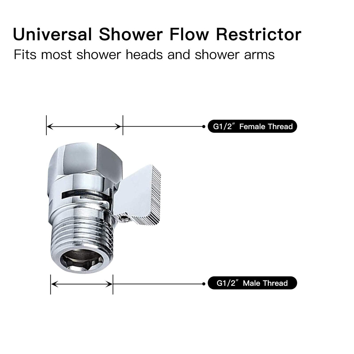 Aquafaucet Water Flow Control Valve Water Pressure Regulator Hand Shower & Bidet Sprayer Control Shut Off Valve Showerhead Brass Turn off Valve Polished Chrome G1/2 Standard Connection