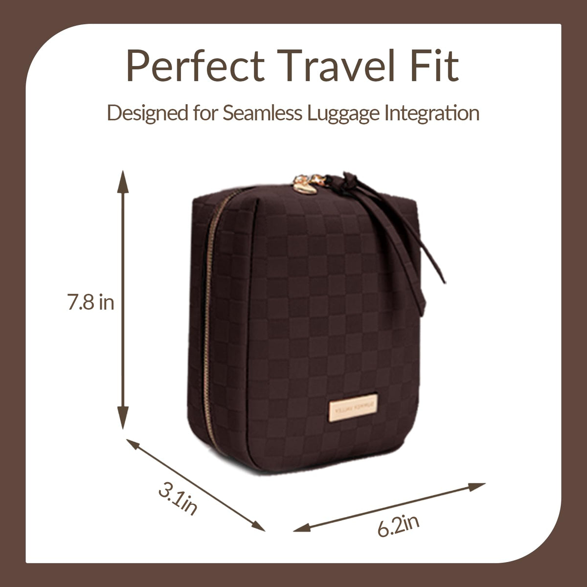 YDR Makeup Bag Small Capacity Lipstick Organizer Portable Travel Toiletry Bag PU leather Portable Makeup Case (Cosmetic-1-Brown)