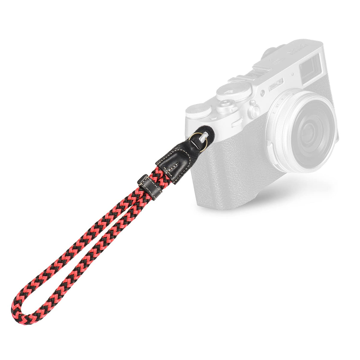 MegaGear SLR, DSLR Camera Cotton Wrist Strap - Black/Red, Small - 23cm/9inc