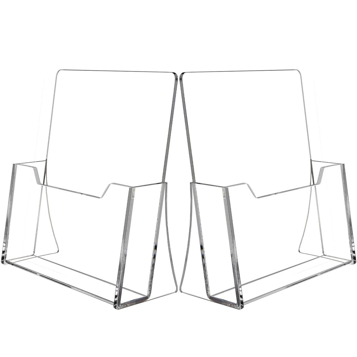 SUNQEBO Acrylic Brochure Holder 8.5 x 11 inch 2 Pack, Clear Flyer Holder Plastic Stands for Displaying Pamphlets, Magazines, Literature, Brochures, Booklets, Menu, Desk Holder, Countertop Organizer