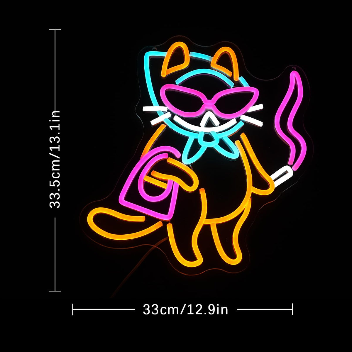 Cat Neon Sign for Wall Decor, Cool Cat Neon Light Wall Art with Dimmable Switch,USB Powered Cool Lady LED Light Up Sign Neon for bedroom,Bar, Living Room,Pet Shop Decor