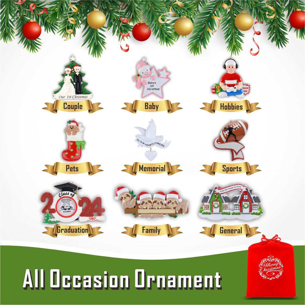 Reindeer Family of 3 Personalized Christmas Ornament - Family of Three Christmas Tree Ornaments 2025 - Our First Christmas Together Ornament - Unique Keepsake Gifts for Parents, Grandparents, Friends