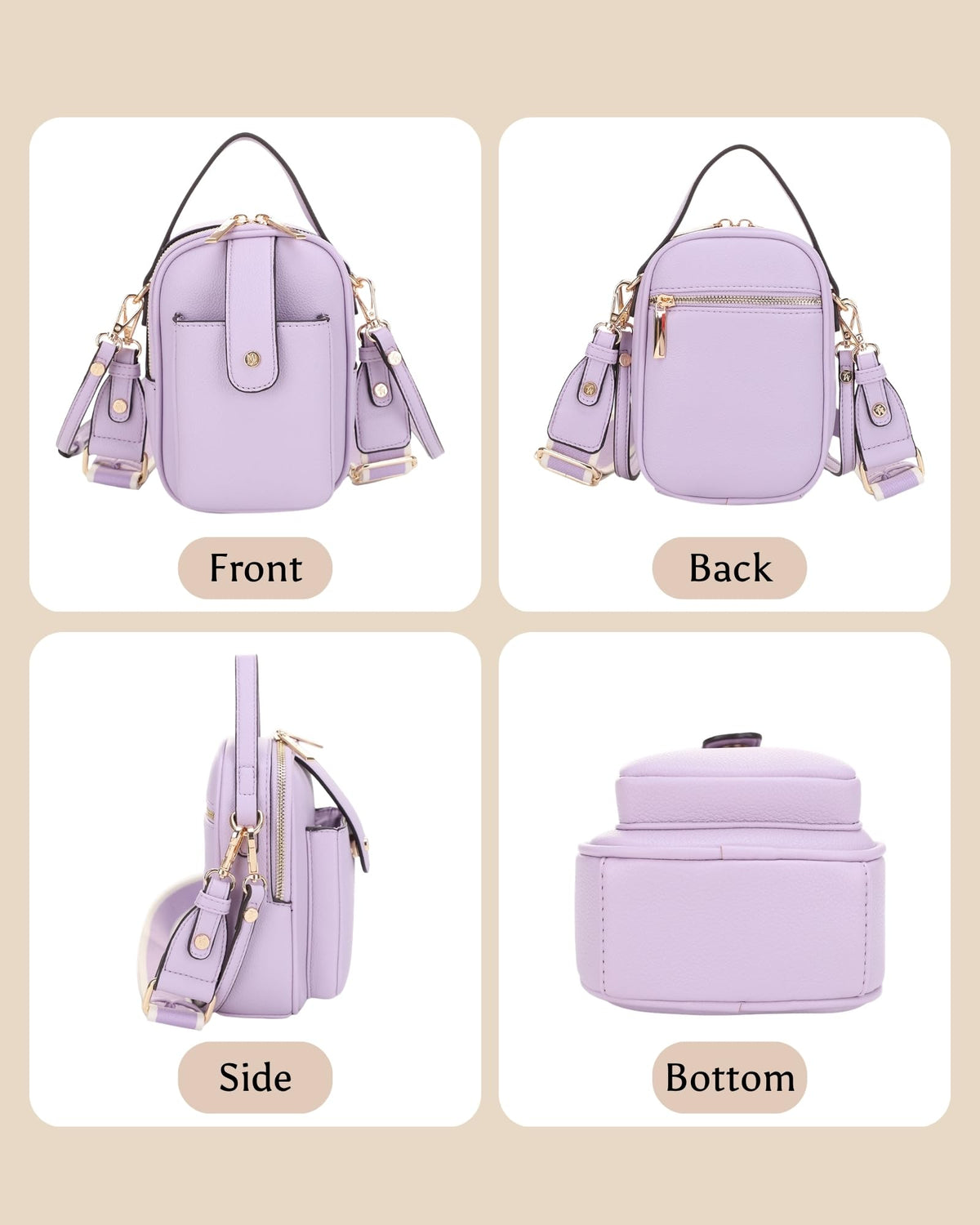 Mali+Lili Gail Vegan Leather Multi Compartment Crossbody Bag - Lavender