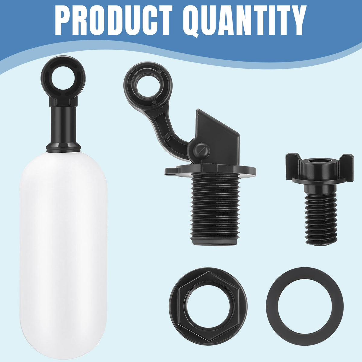 Blulu 3 Pack Float Valve, 1/2 Inch Automatic Pool Fill Float Ball Valve with Adjustable Arm for Ponds, Livestock Water Trough, Aquariums, Water Tank Level Control, Aquaculture(Black)
