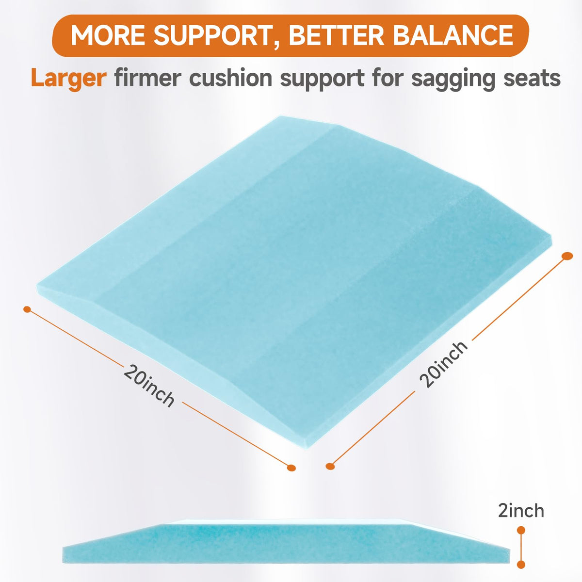 Langierspur 20"x20"Couch Cushion Support for Sagging Seat, Trapezoid 40D Density Foam Couch,Sofa Cushion Support Replacement for Furniture Sagging, Blue (2PCS)