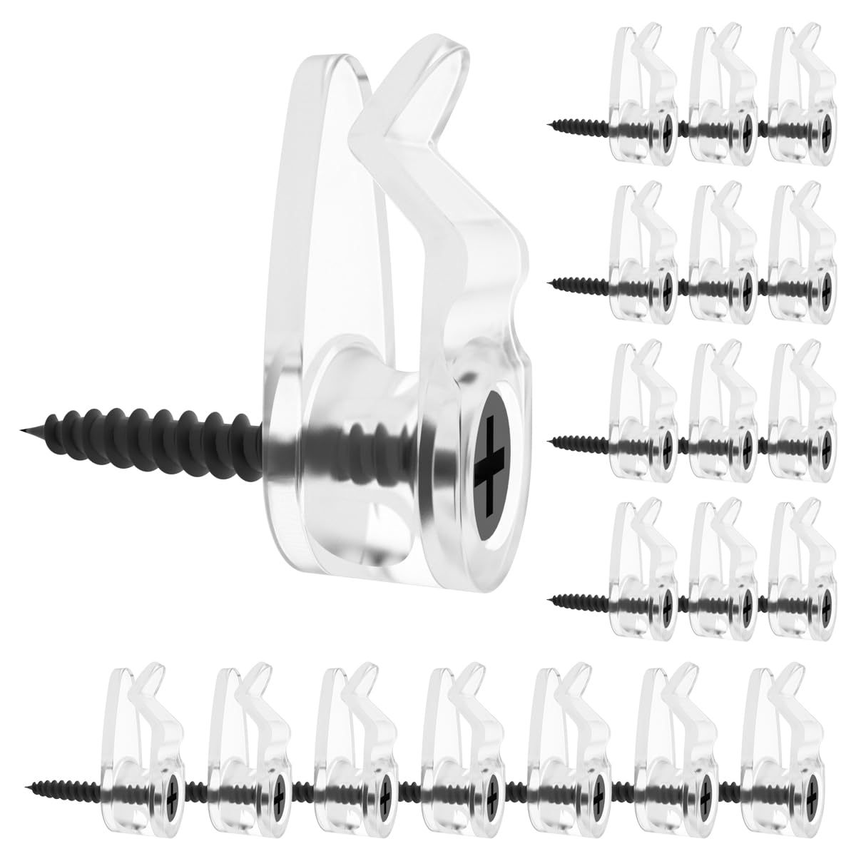 GEZIDEA String Light Hanger Hooks,Screw in Hooks for Hanging Christmas Light,Led Fairy Led Light Clips,50 Pack (Small-Clear)
