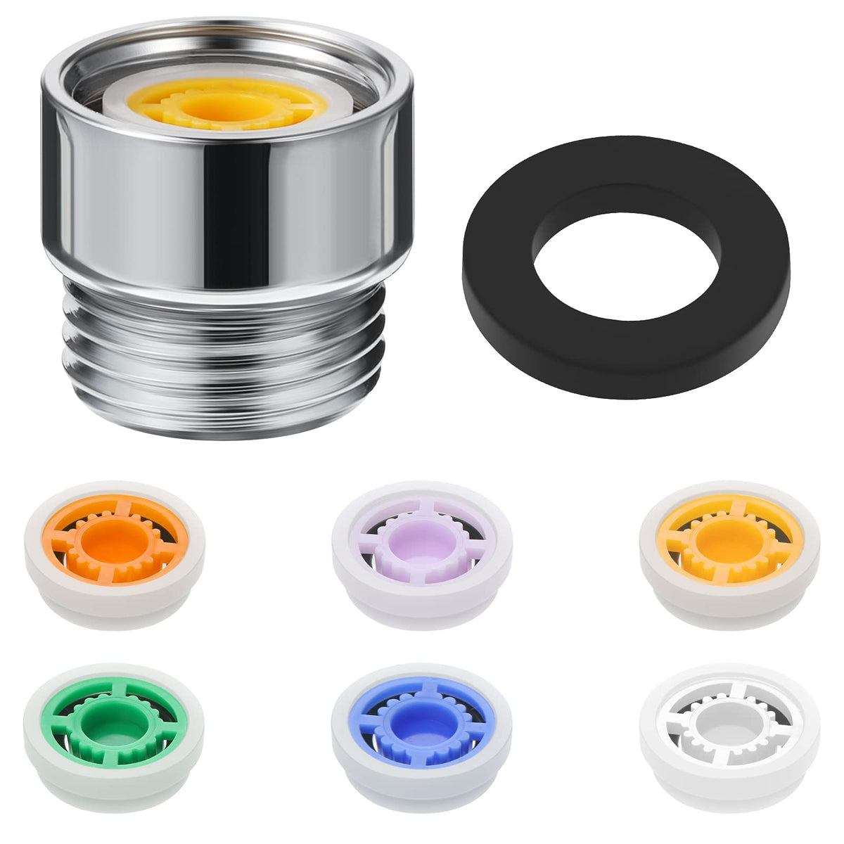Honoson 1 Set Shower Flow Reducer Limiter Set 1/2 Inch Flow Restrictor Control Valve for Fixed Handheld and Shower Head 1.2/1.5/1.8/2/ 2.2/2.5 Gpm