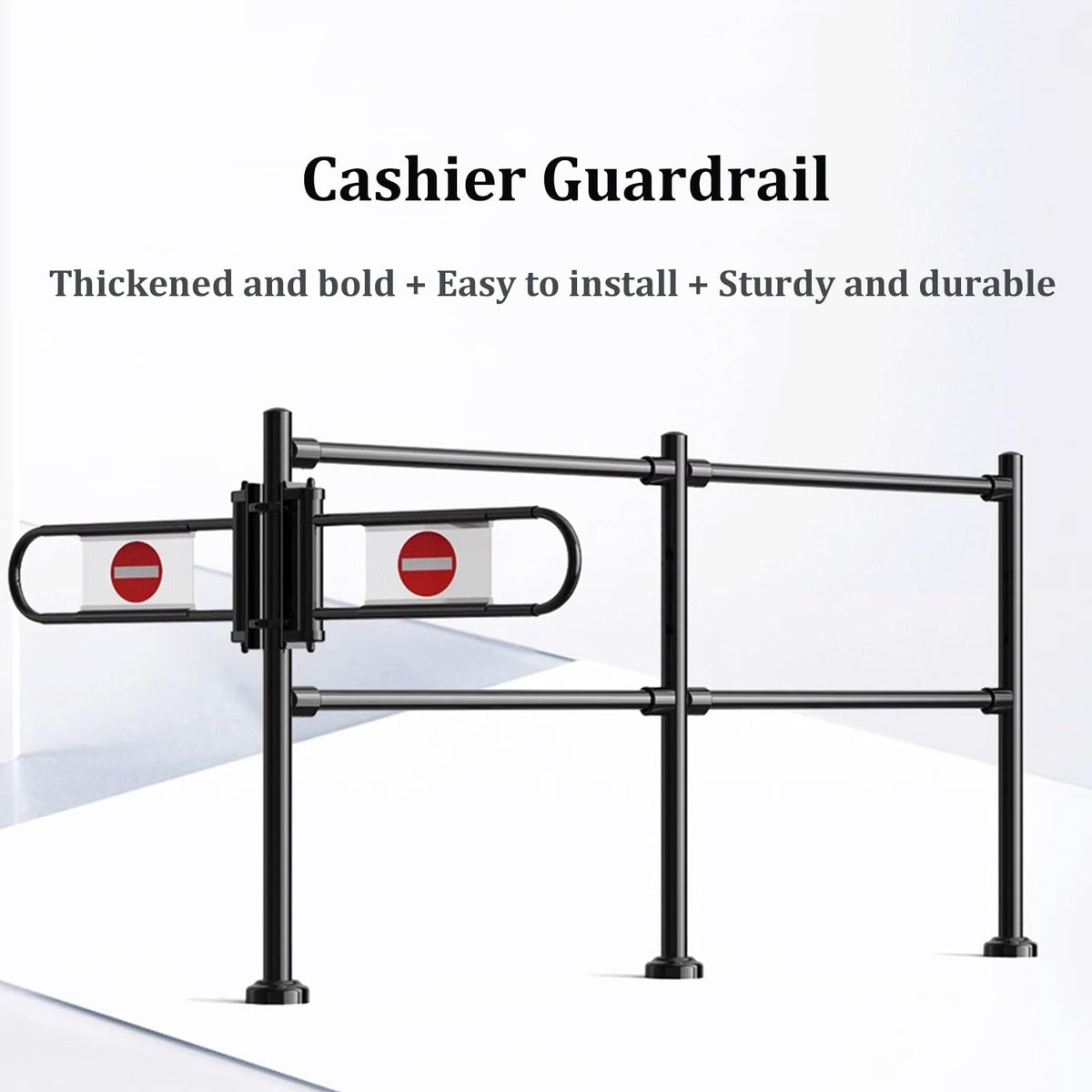 POLGDW Automatic Closing Metal Safety Gate - One-Way Swing Gate for Supermarket Cashier Counter, Warehouse & Mall - Black, 100x100cm x 6.3cm - Secure Entrance Solution