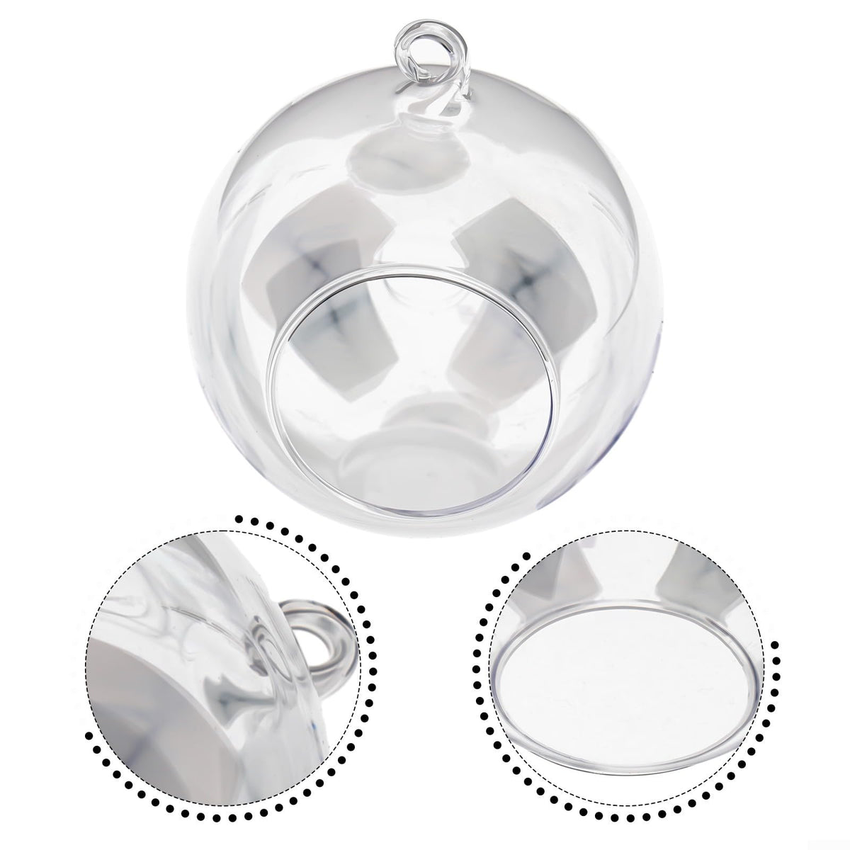 Hanging Glass Ball Vase Clear Borosilicate Terrarium Container With Open Mouth And Flat Bottom For Succulent Plants Air Flowers Home Garden Wedding Party Decoration(10cm)