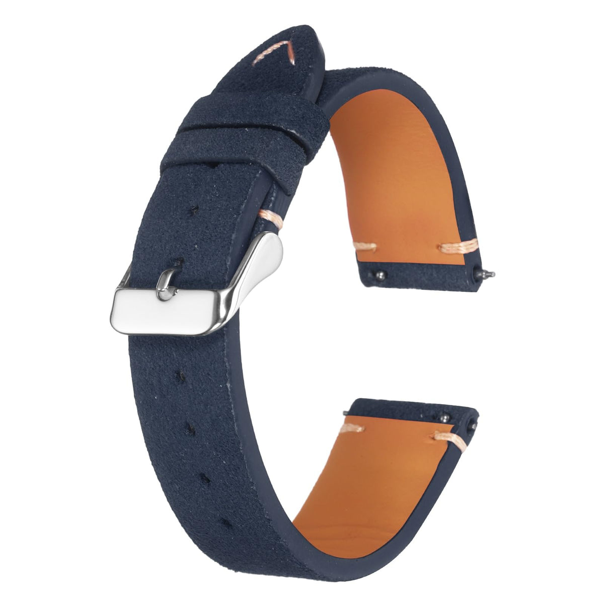 HARFINGTON Leather Watch Band 21mm Width Watch Strap Top-Grain Suede Cowhide Wrist Bands Replacement with Stainless Steel Buckle for Men Women, Dark Blue