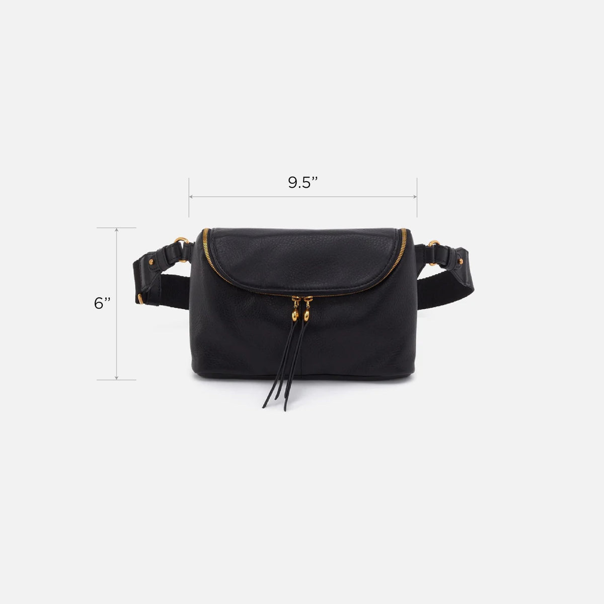HOBO Fern Leather Belt Bag for Women - Adjustable Strap for Crossbody or Fanny Pack Style, Zipper Pocket, Holds Passport & Phone, Hands-Free Travel & Everyday Essentials - Black