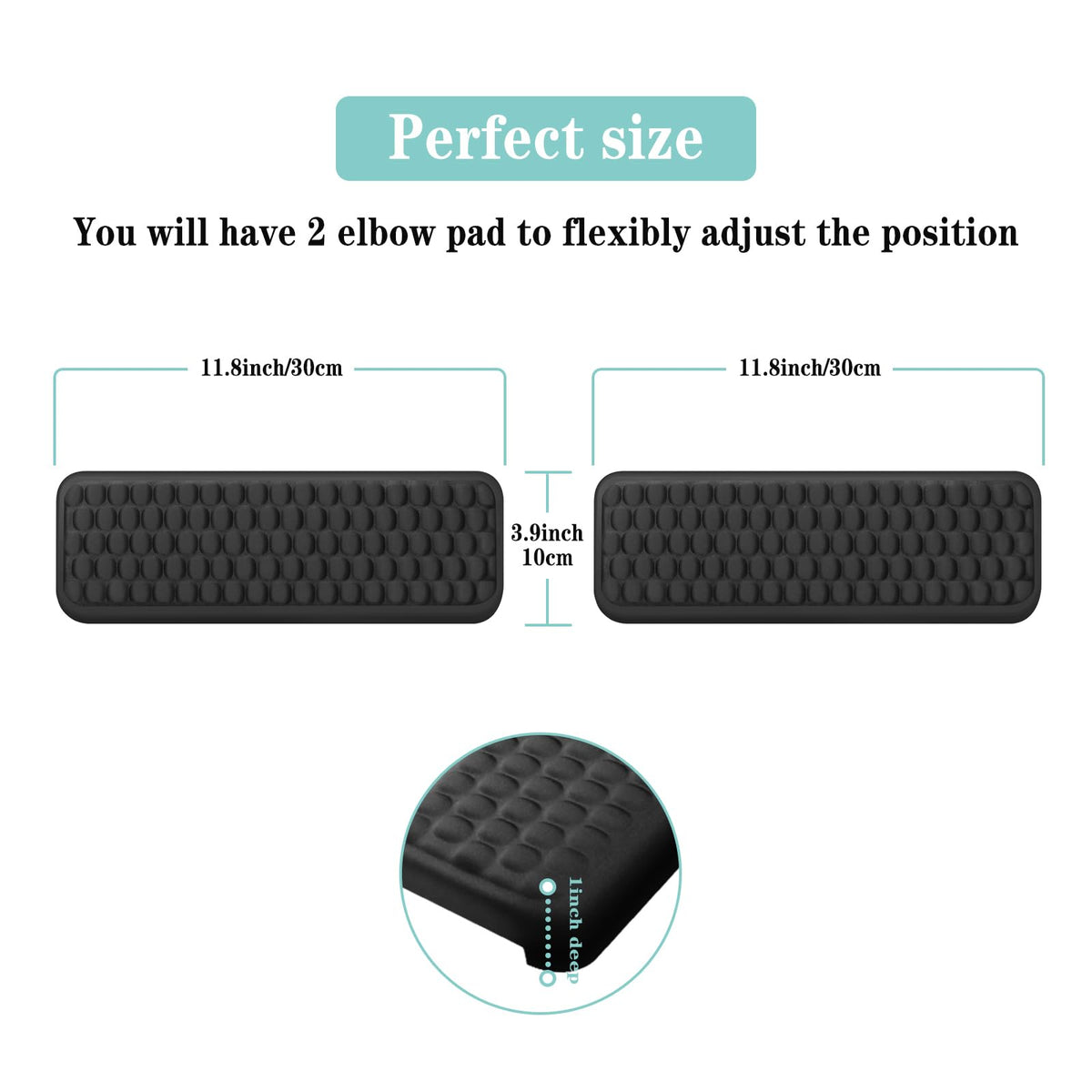 L-Shaped Desk Elbow Pad for Desk, 2-Piece Memory Foam Elbow Pads with Non-Slip, Ergonomic Desk Edge Cushion, Wrist Support Arm Rest for Office and Gaming (11.8 * 3.9 inch)