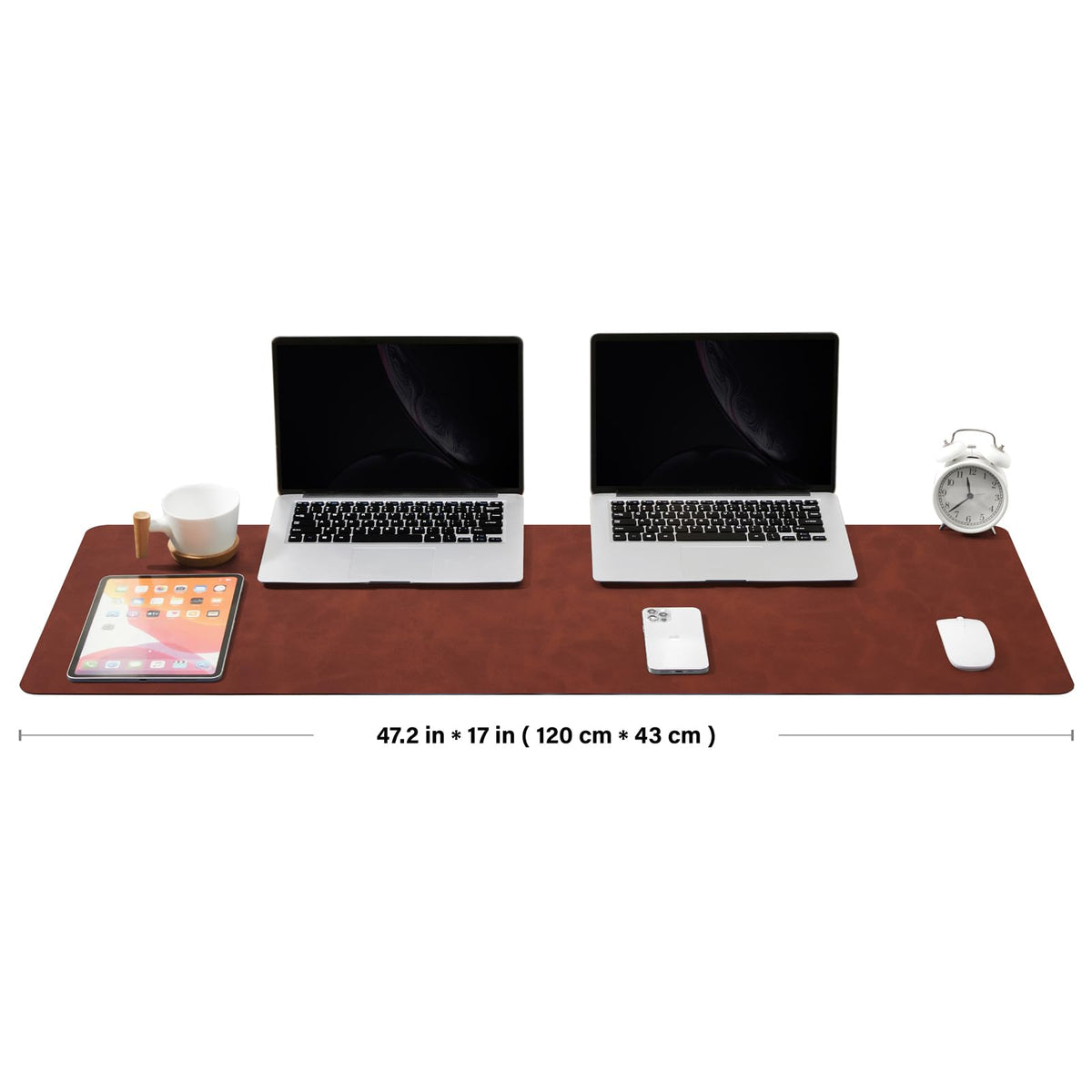 Distressed Leather Desk Mat - Non-Slip PU Desk Pad for Office and Home - Desk Organization and Accessories - Ideal for Large Mouse Pad and Desk Mats on Top of Desks(Mahogany,47.2"x 17")