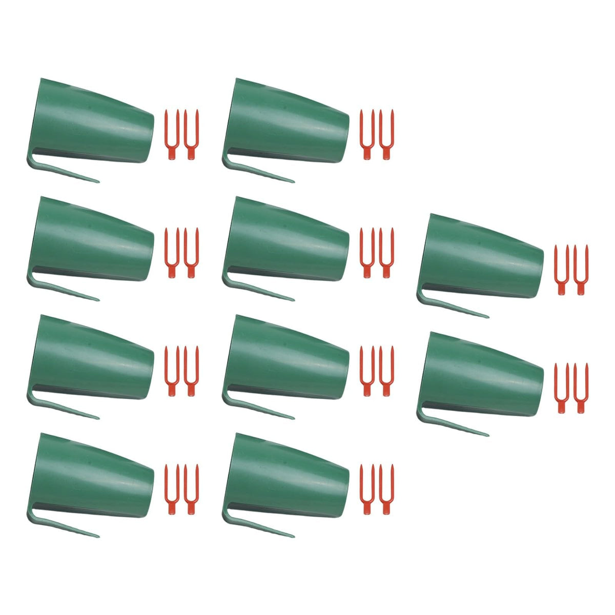 Strawberry Rooting Cup Kit with 20 Forks for Plant Propagation, Hanging Transplant Grow Station for Garden Greenhouse Balcony, 10 Cups Green