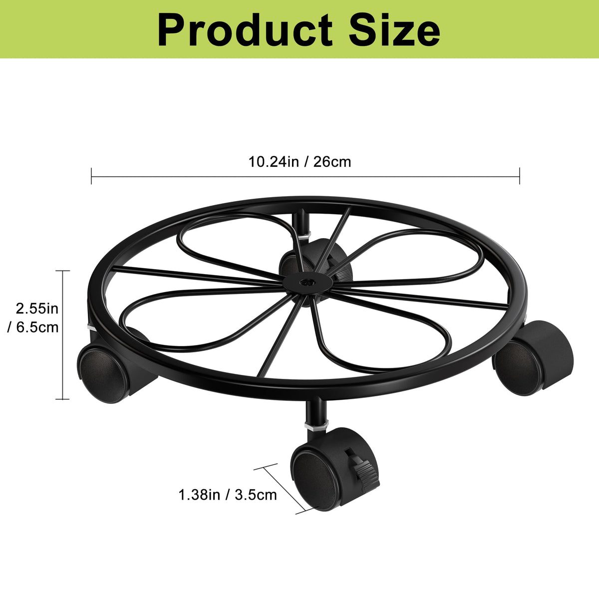 Chinpakden 1 Pack Rolling Plant Stands with Wheels - 10.24" Plant Caddy, 360 °Rotatable and Lockable Plant Rollers, 80LB Weight Capacity, Plant Dolly for Moving Plant Wine Barrels Heavy Objects.