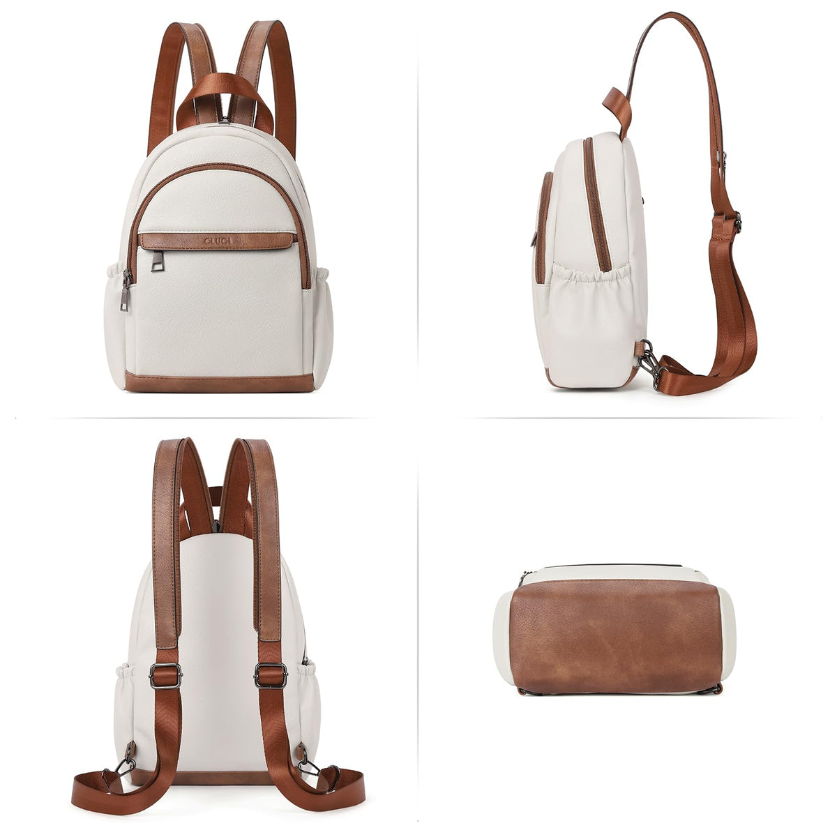 CLUCI Sling Bag for Women Leather Women's Backpack Small Convertible Backpack Purse Crossbody Bag for Travel