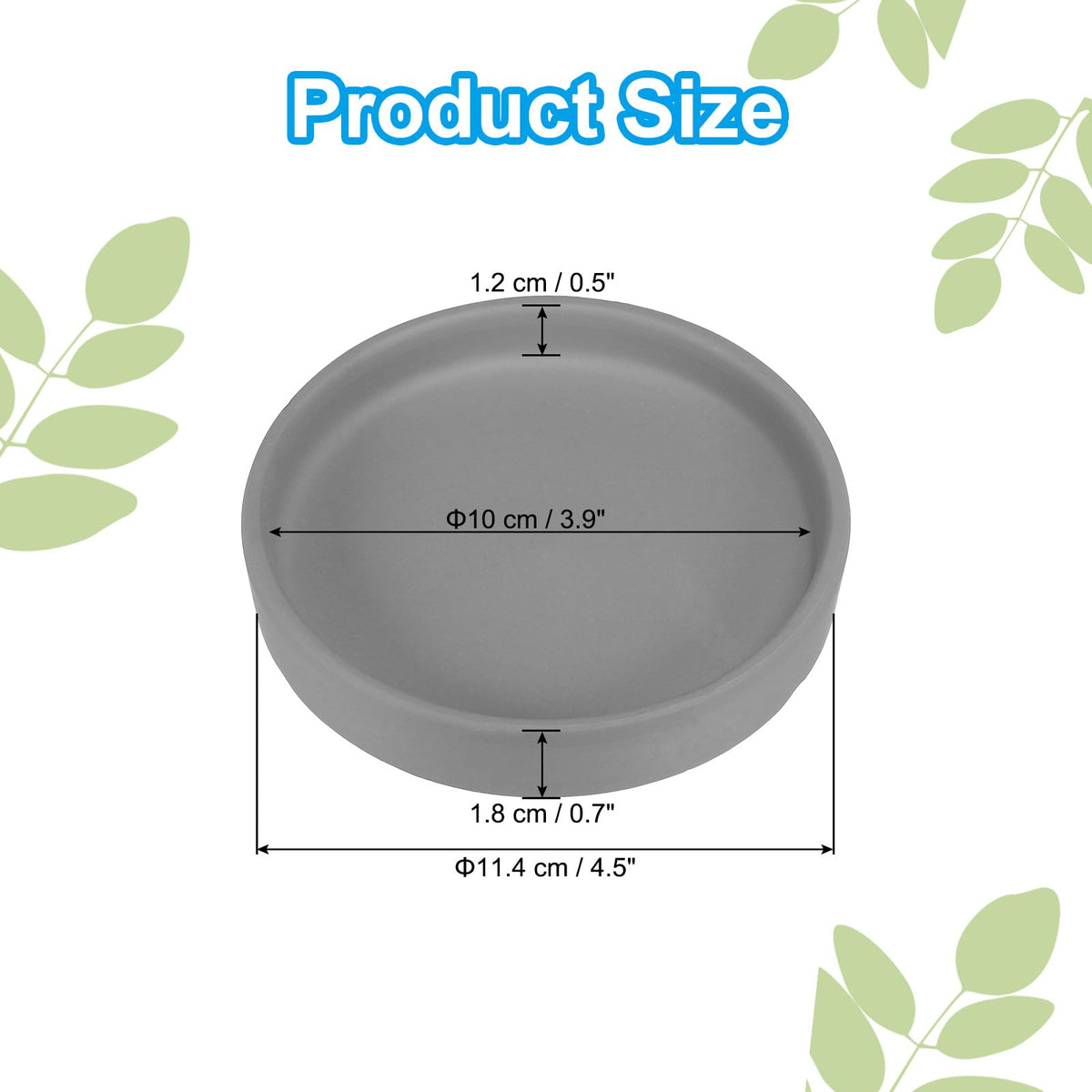 PATIKIL 4.5 Inch Round Ceramic Plant Saucer, Plant Saucer Tray Flower Planter Drip Tray for Indoors Outdoors Patio Balcony, Dark Gray