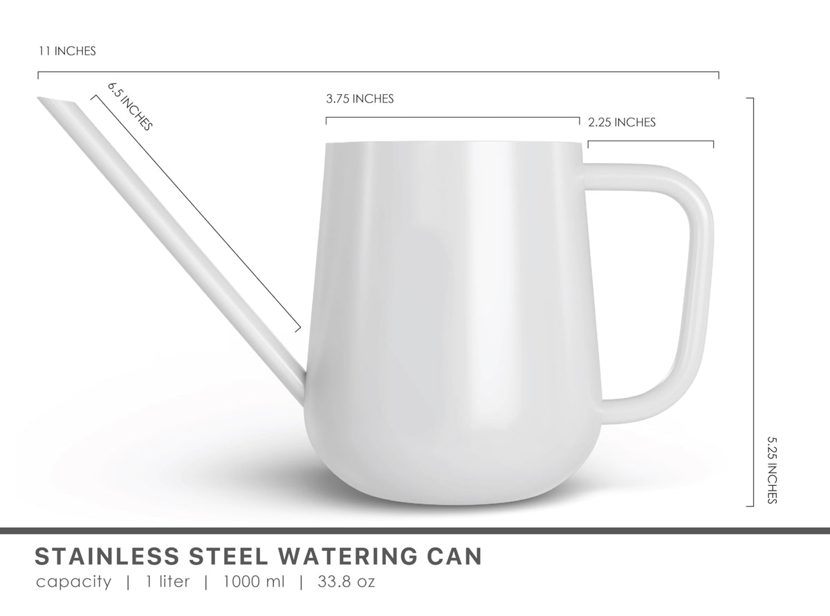 LOOPSEED Metal Watering Can for Indoor Houseplants Outdoor Garden Long Sprout Water Can for Succulents Herb Bonsai Modern Garden Tool 33.8oz/1000ml (Brilliant White)