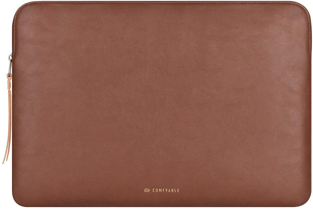 Comfyable Slim Protective Laptop Sleeve 14 Inch Snugly Compatible with MacBook Pro 14-inch M5 M4 M3 M2 M1 Pro/Max 2026-2021, PU Leather Bag Waterproof Cover Notebook Computer Case for Mac, Brown
