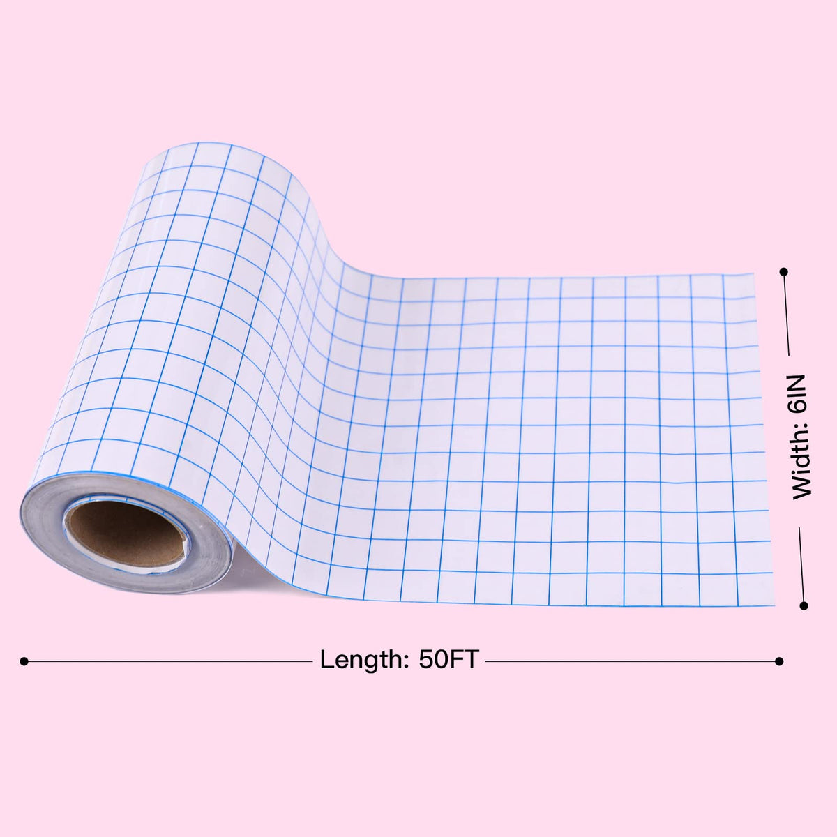 HTVRONT Transfer Tape - 6" x 50 FT Blue Alignment Grid Clear Transfer Paper - Application Vinyl Transfer Tape Roll for Self Adhesive Vinyl for Signs, Stickers, Decals, Walls, Doors & Windows