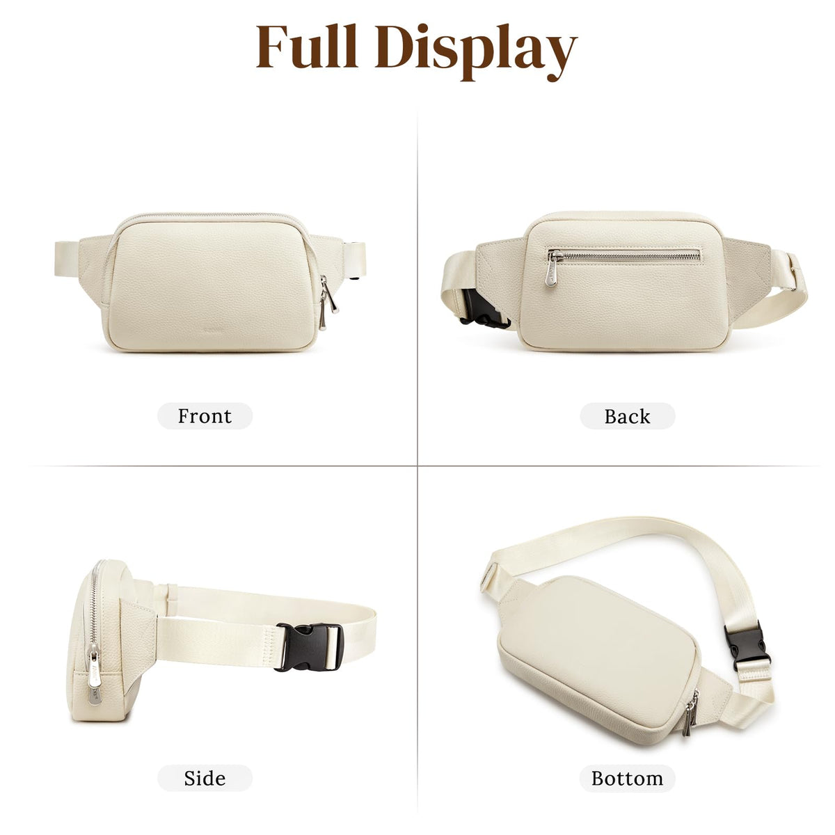 S-ZONE Leather Fanny Pack for Women RFID Blocking Waist Belt Bag Crossbody Purse