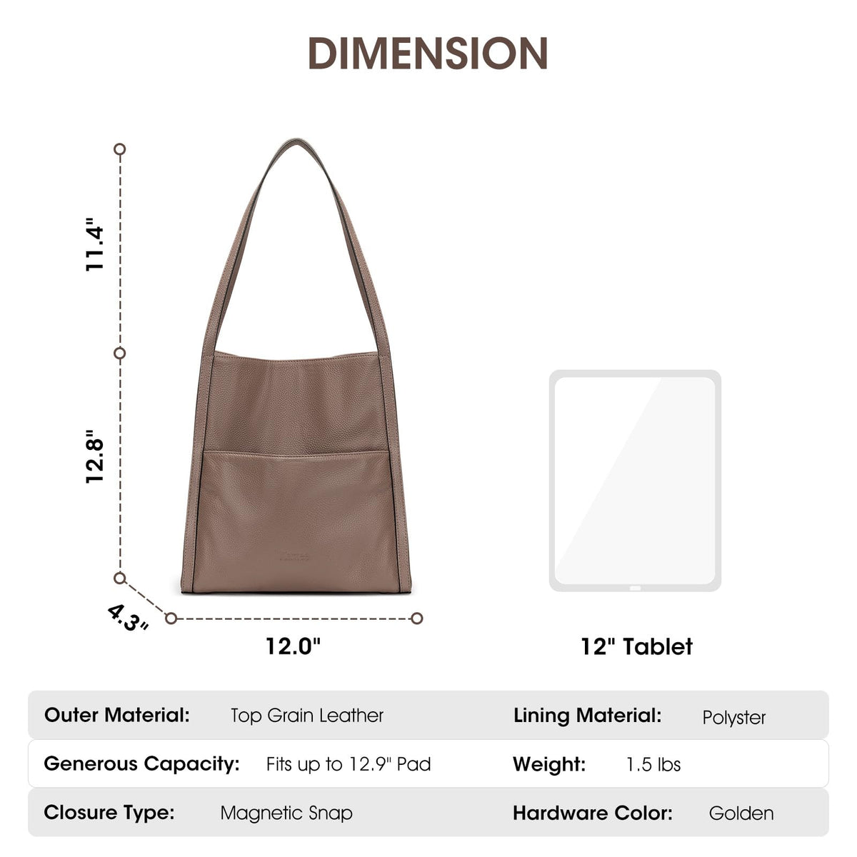 Kattee Leather Tote Shoulder Bag for Women, Leather Purse and Handbags Medium Size