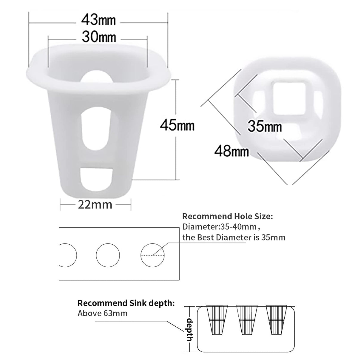 LAPOND 100-Pack Square Hydroponic Net Pots Pods 1.7 Inch Garden Slotted Cups Hydroponic,Heavy Duty Net Pots, Square Bucket Basket for Hydroponics