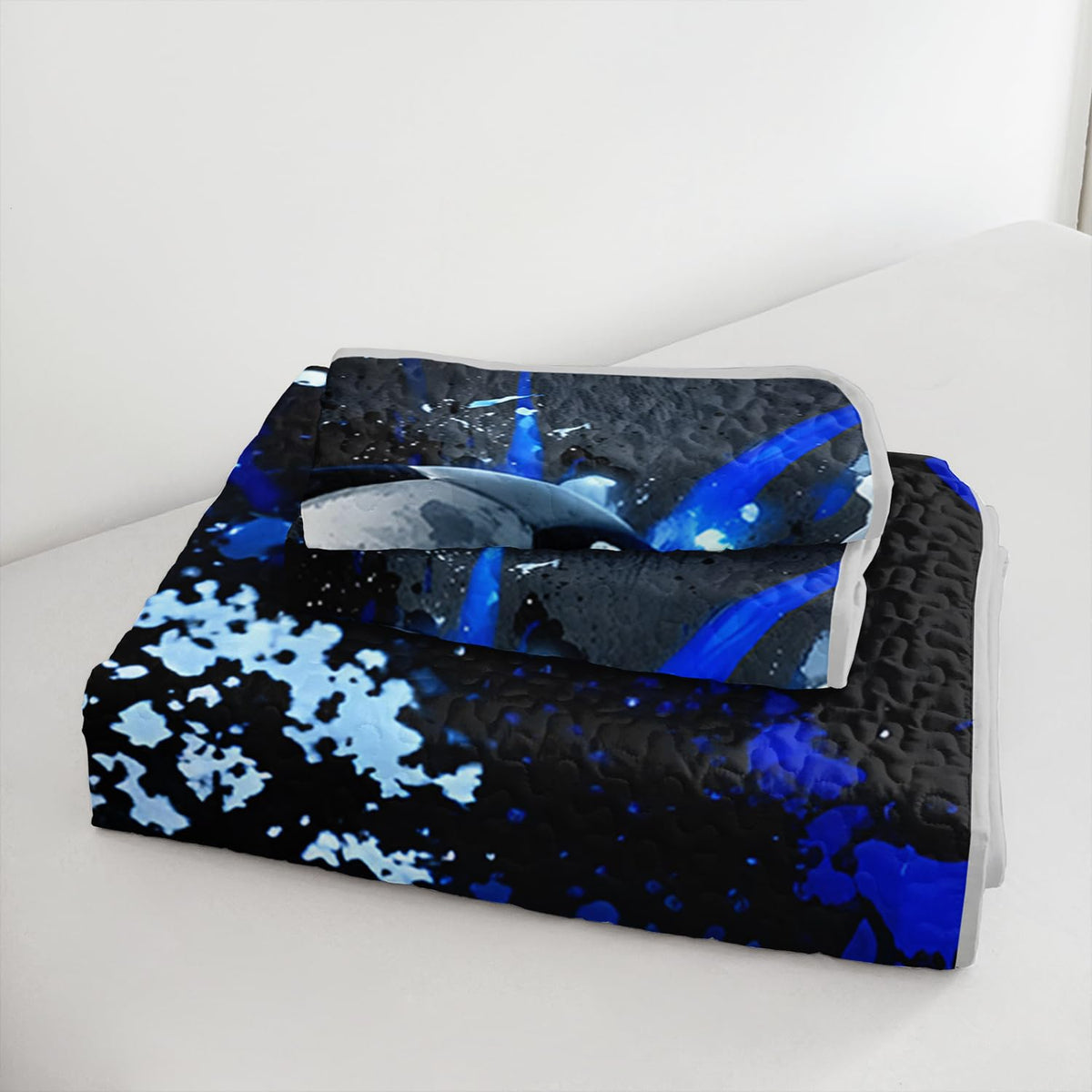 UEVBF Football King Bedding Set,Balls Sports Themed Quilted Quilt Sets for Kids Boys Teens Soccer Room Decor,Dark Blue Tie-dye Style Bedding Sets with 2 Pillowcases.