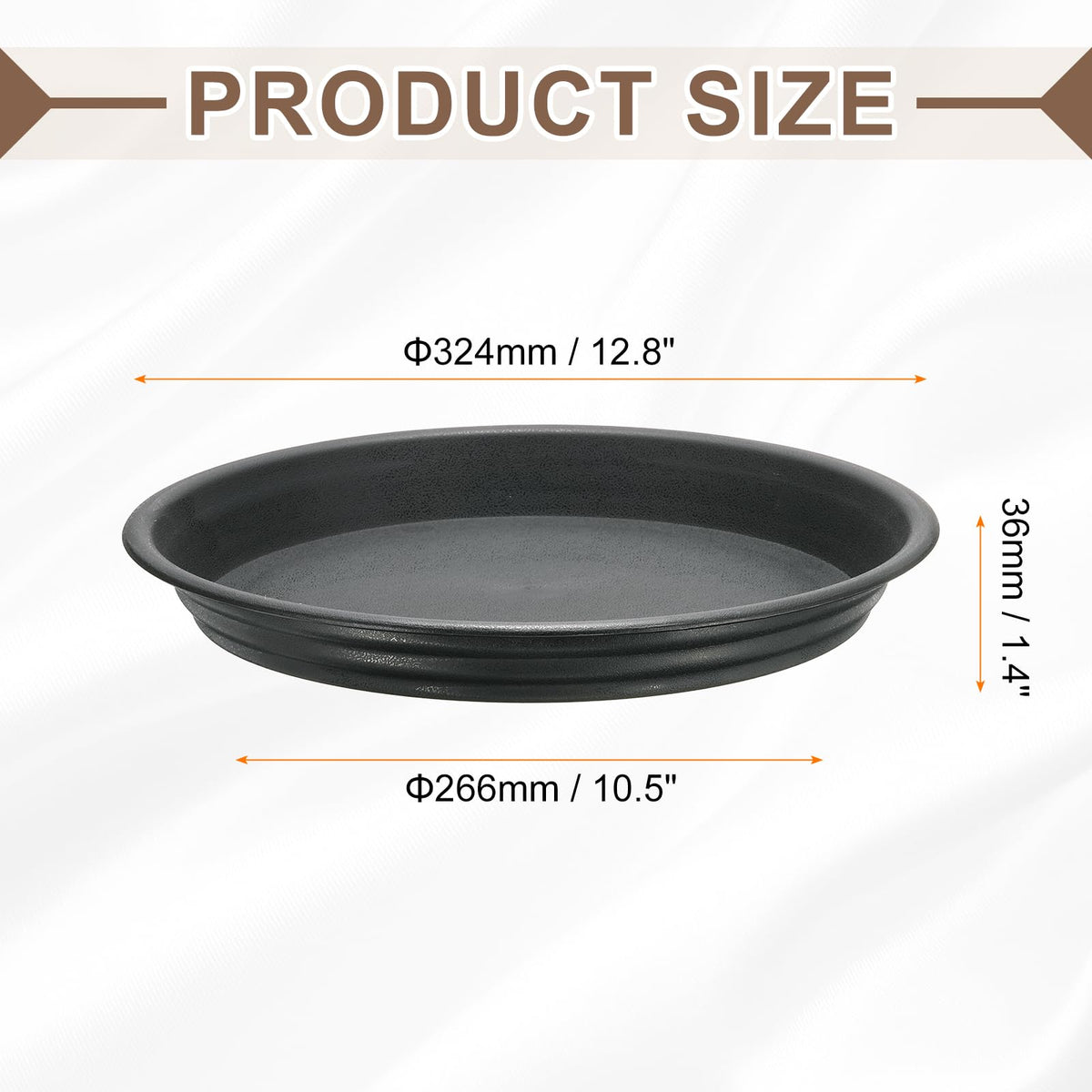HARFINGTON Plastic Plant Saucer 10.5" Round Drip Trays Flower Pot Saucers Flower Base Bottom Drainage Tray for Indoors Outdoors Planters, Gray-Black