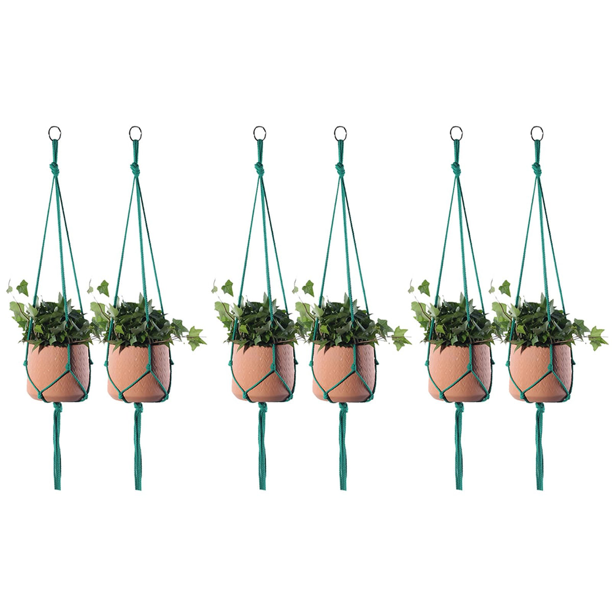 ELANE 6PCS Macrame Plant Hanger Indoor Hanging Planter Basket Decorative Tassels Flower Pot Holder for Indoor Outdoor Home Decor(6Pcs Green)