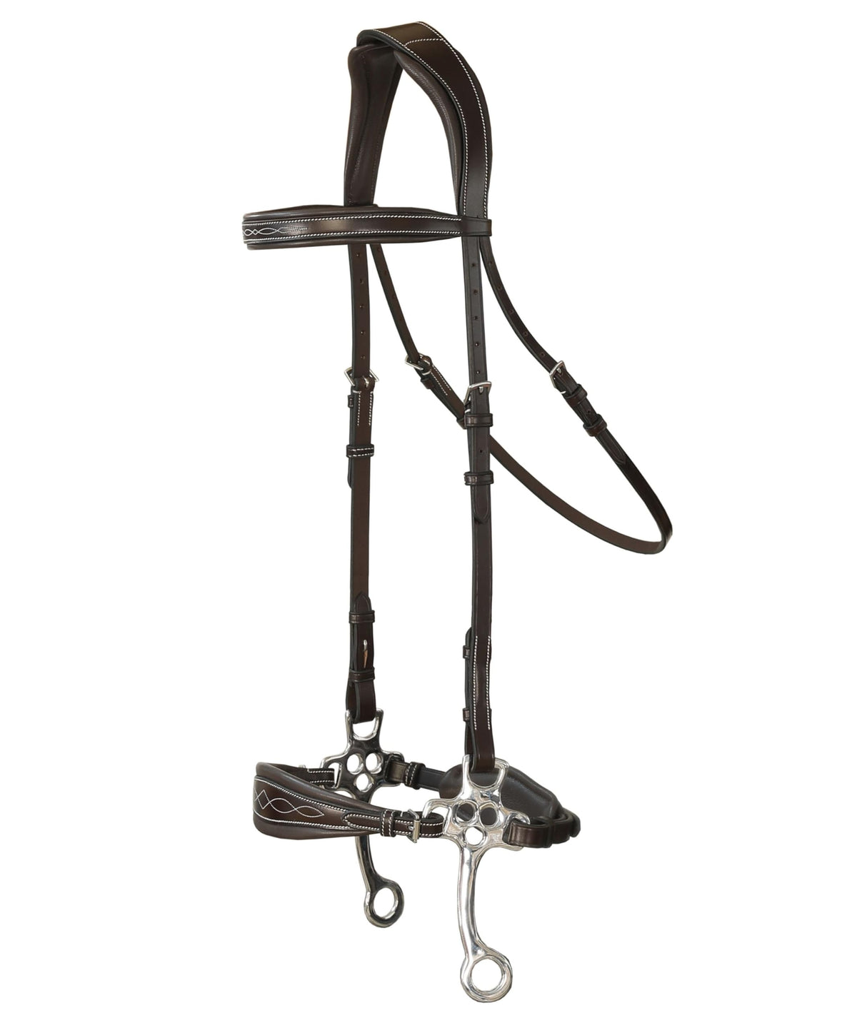 Exion Nova Hackamore Bridle – Anatomical Bitless Horse Bridle with Rubber Reins – Padded Anti-Pressure Crownpiece – Vegetable-Tanned Leather Bitless Bridle for Jumping & Training
